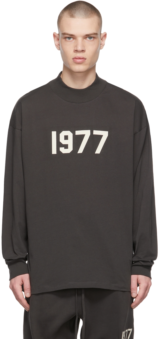 Essentials: Black '1977' Long Sleeve T-Shirt | SSENSE UK