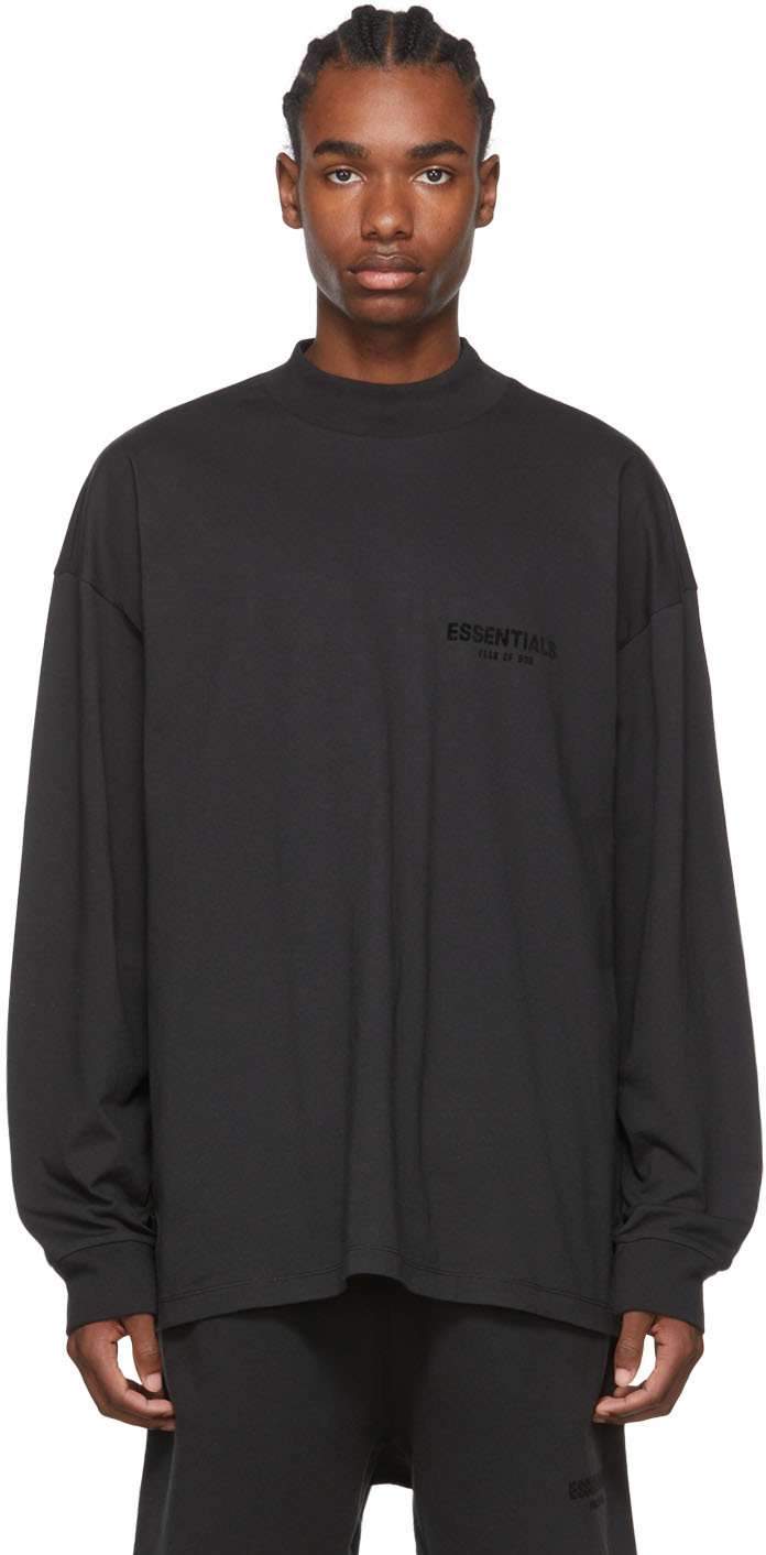 Essentials Black Cotton Long Sleeve T-Shirt