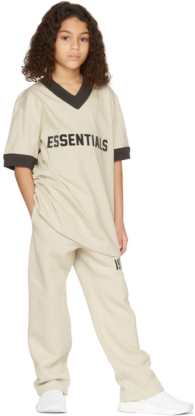 Essentials Kids Beige V-Neck T-Shirt