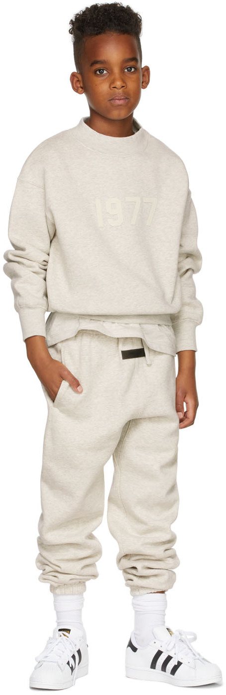 Essentials Kids Off-white '1977' Lounge Trousers In Light Oatmeal