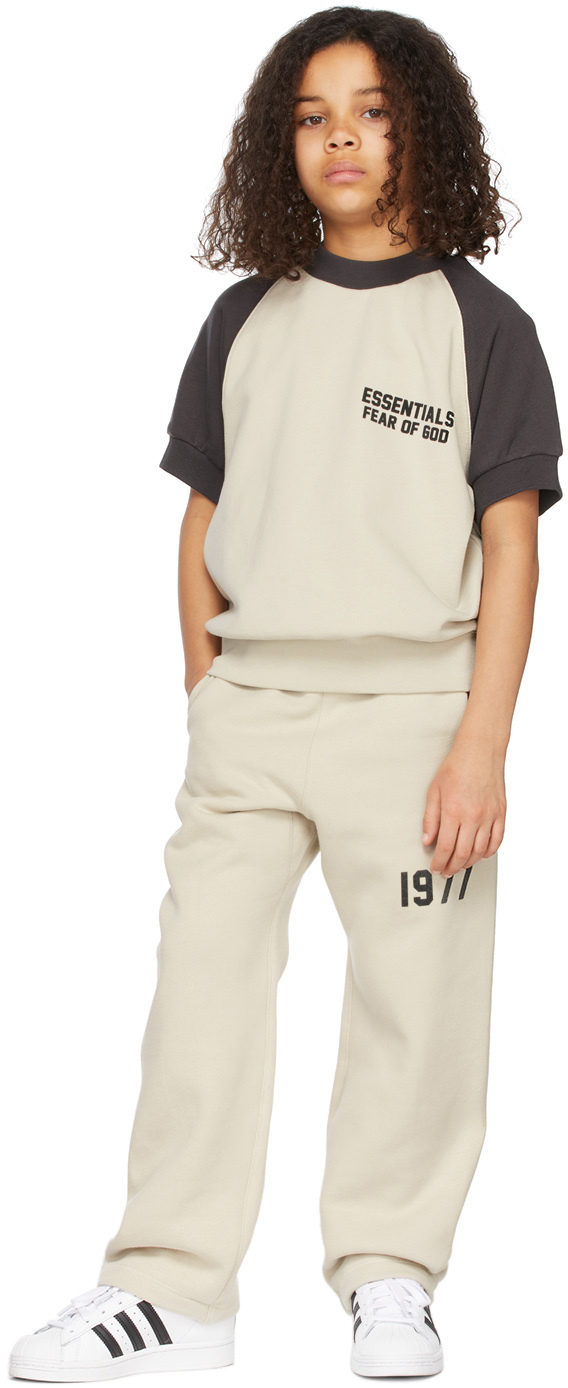 Essentials Kids Beige Colorblock Short Sleeve Sweatshirt