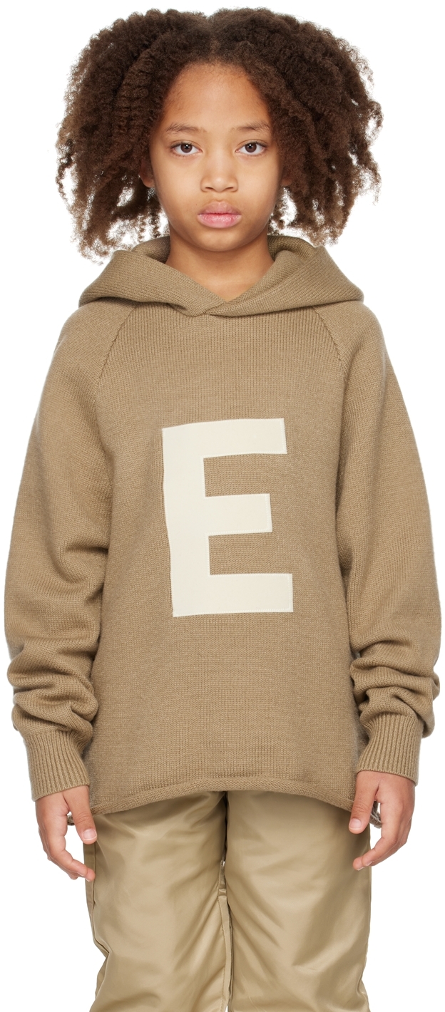 Essentials Logo-appliquéd Knitted Hoodie In Brown