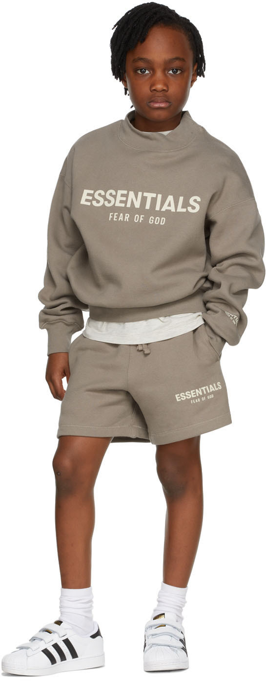 Essentials Kids Taupe Logo Sweatshirt In Desert Taupe