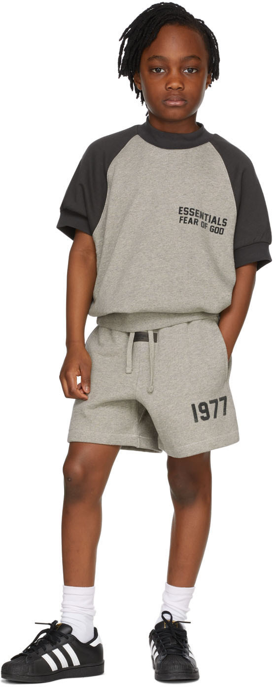 Essentials Kids Grey & Black Short Sleeve Raglan Sweatshirt
