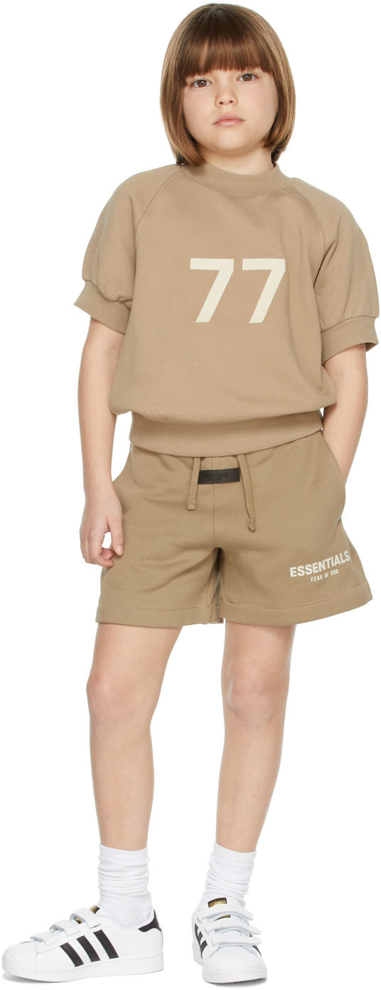 Essentials Kids Tan '77' Short Sleeve Sweatshirt
