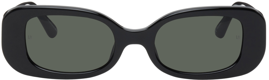 LINDA FARROW Black Rectangular Lola Sunglasses