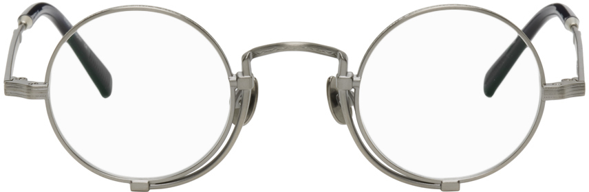 Matsuda: Silver & Navy 10103H Glasses | SSENSE