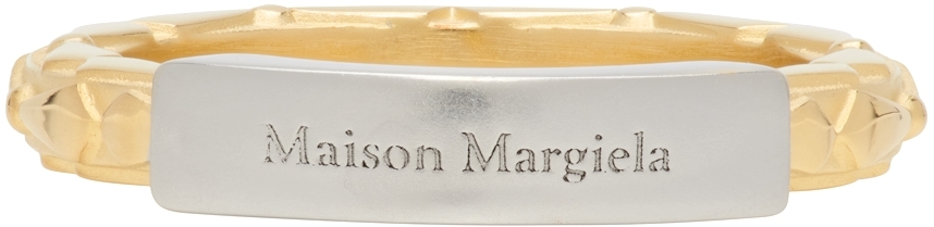 Maison Margiela: Gold & Silver Logo Band Ring | SSENSE Canada