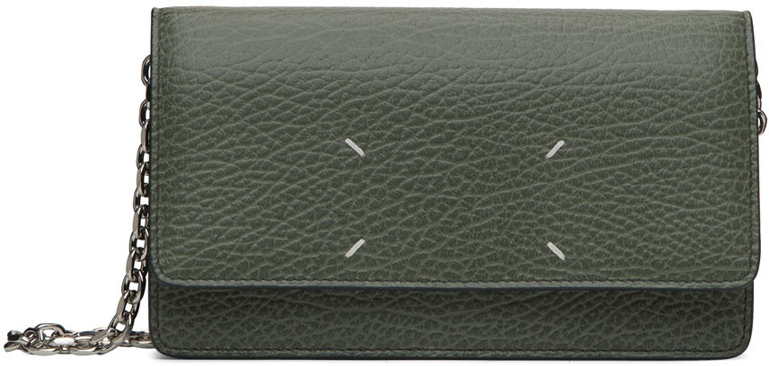Maison Margiela Green Leather Large Chain Wallet Bag