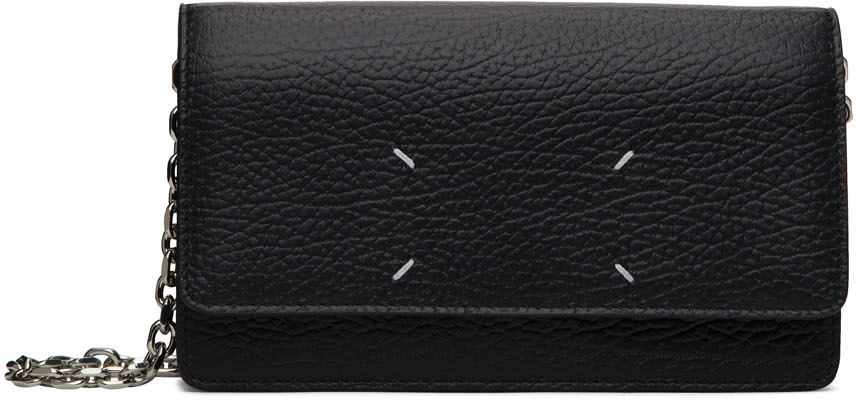 Maison Margiela Black Leather Large Chain Wallet Bag