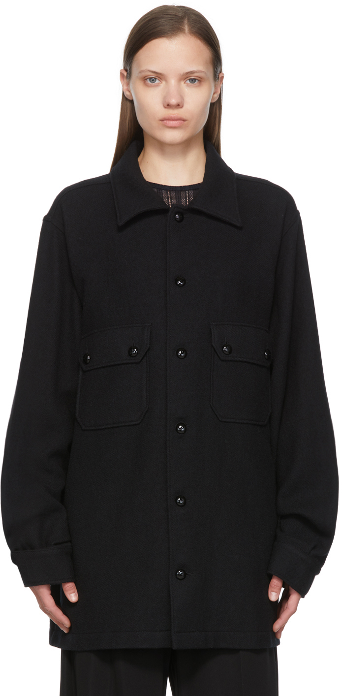 Maison Margiela Oversized Wool Shirt Jacket In Schwarz | ModeSens