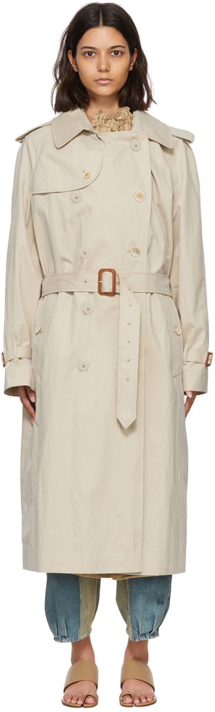 Trench Coat Sand-Colored Cotton Gabardine