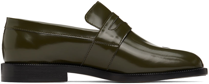 Maison Margiela Green Tabi Loafers In T7167 Forest Night