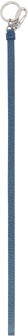 Maison Margiela Blue Leather Keychain In T6099 Denim