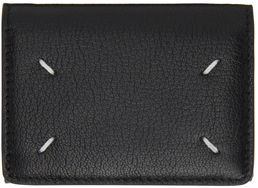 Maison Margiela Black Leather Wallet In T8013 Black