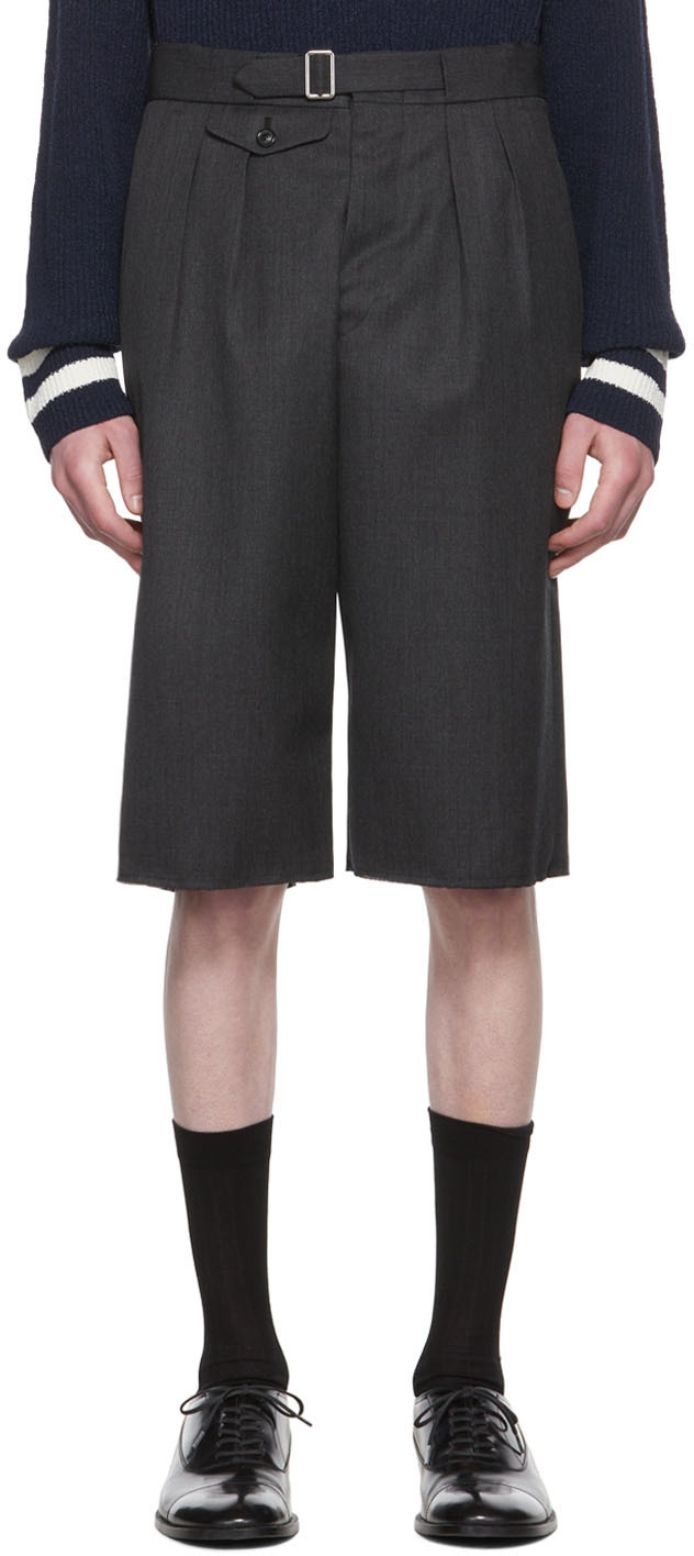 Maison Margiela Grey Wool Shorts