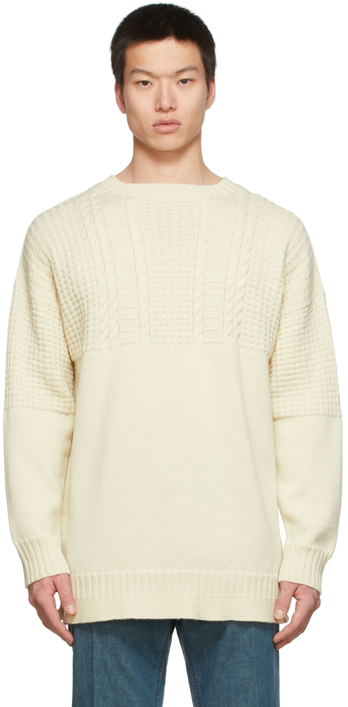 Maison Margiela: Off-White Knit Sweater | SSENSE Canada