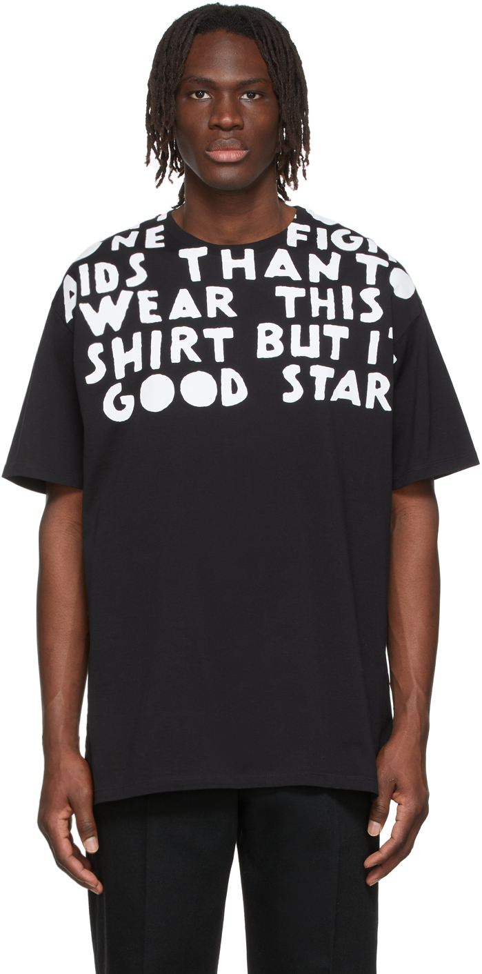 Black AIDS Jersey T-Shirt by Maison Margiela on Sale