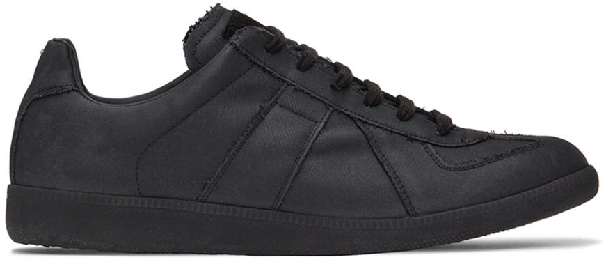 fur compensation Least Maison Margiela: Black Canvas Replica Sneakers | SSENSE