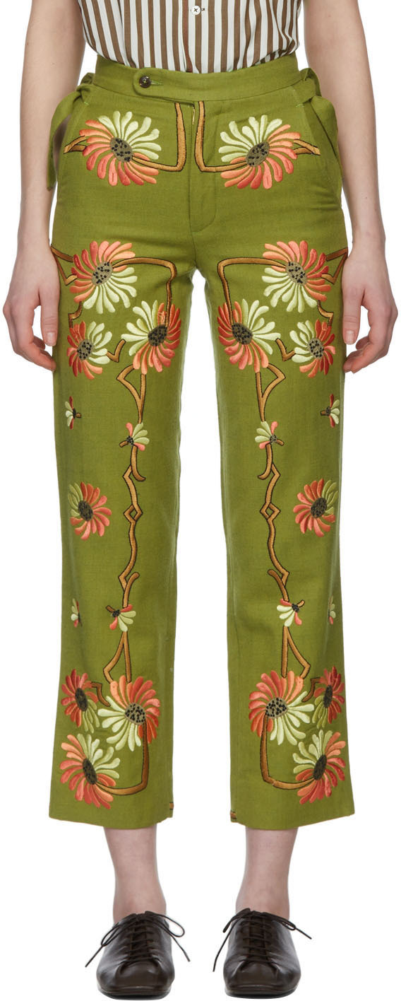 Bode Green Victorian Lime Trousers