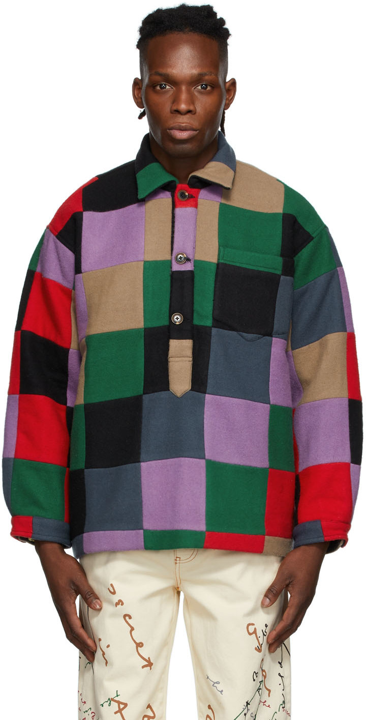 Bode Multicolor Square Patch Quilt Pullover Jacket | Smart Closet
