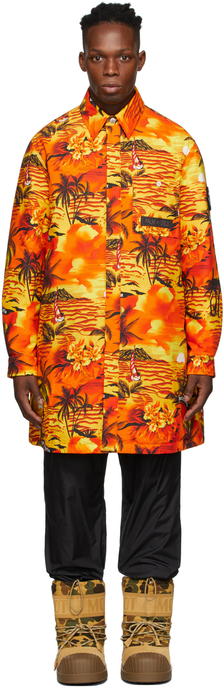 8 Moncler Palm Angels Orange Tallac Coat