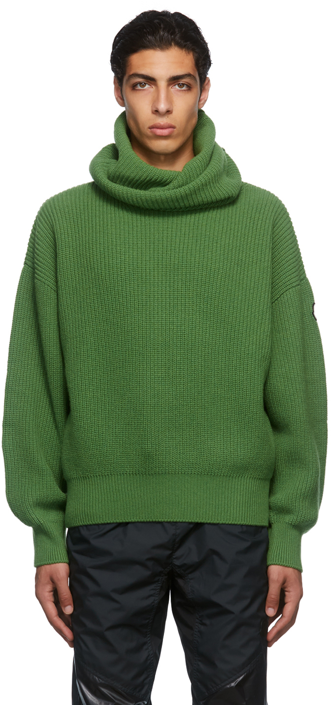 8 Moncler Palm Angels Green Wool Turtleneck Sweater