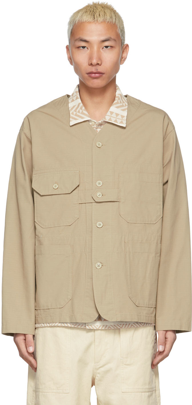 Tan Ripstop Cardigan Jacket by Engineered Garments on Sale
