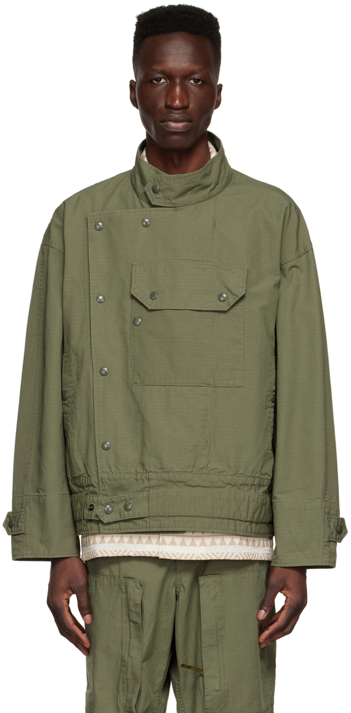 Engineered Garments Green Cotton Jacket In Olive Cotton Ripstop | ModeSens