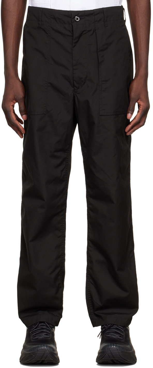 Black Polyester Trousers by Engineered Garments on Sale