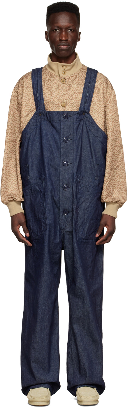 Engineered Garments Navy Denim Dungarees In Indigo Industrial 8o