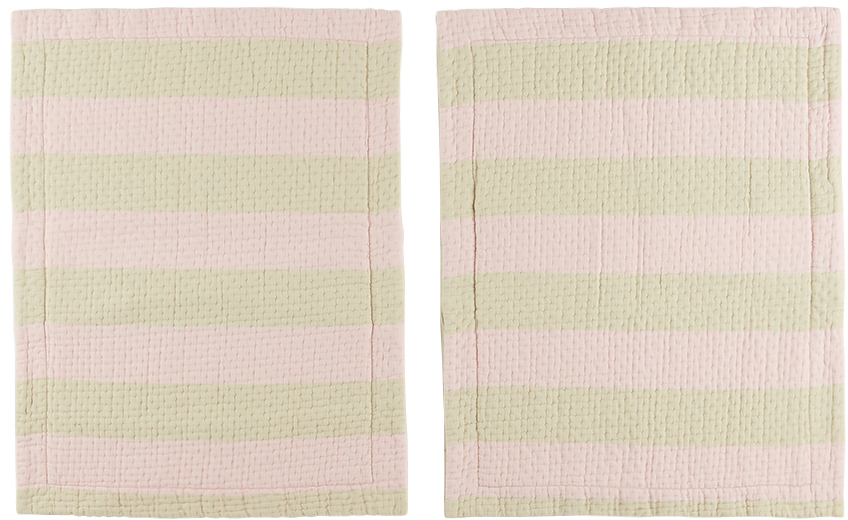 Dusen Dusen Pink & Beige Stripe Pillow Sham Set In Pink/beige
