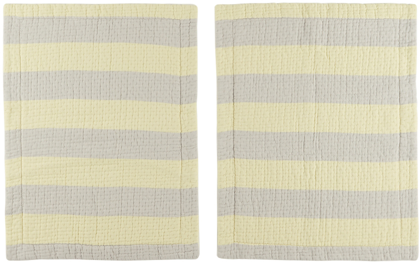 Dusen Dusen Yellow & Gray Stripe Pillow Sham Set In Yellow/grey