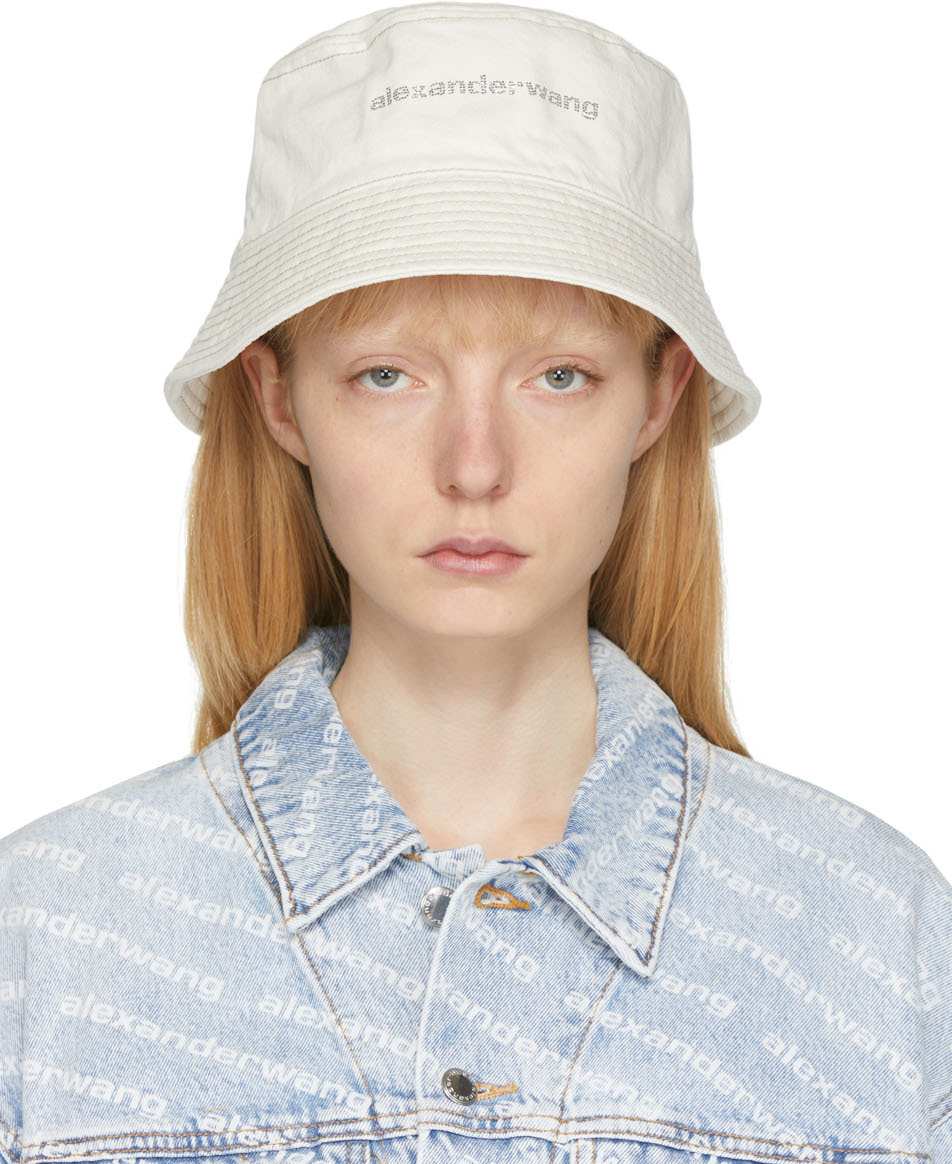 Diverse verkoopplan Kiwi Alexander Wang: Off-White Denim Crystal Logo Bucket Hat | SSENSE