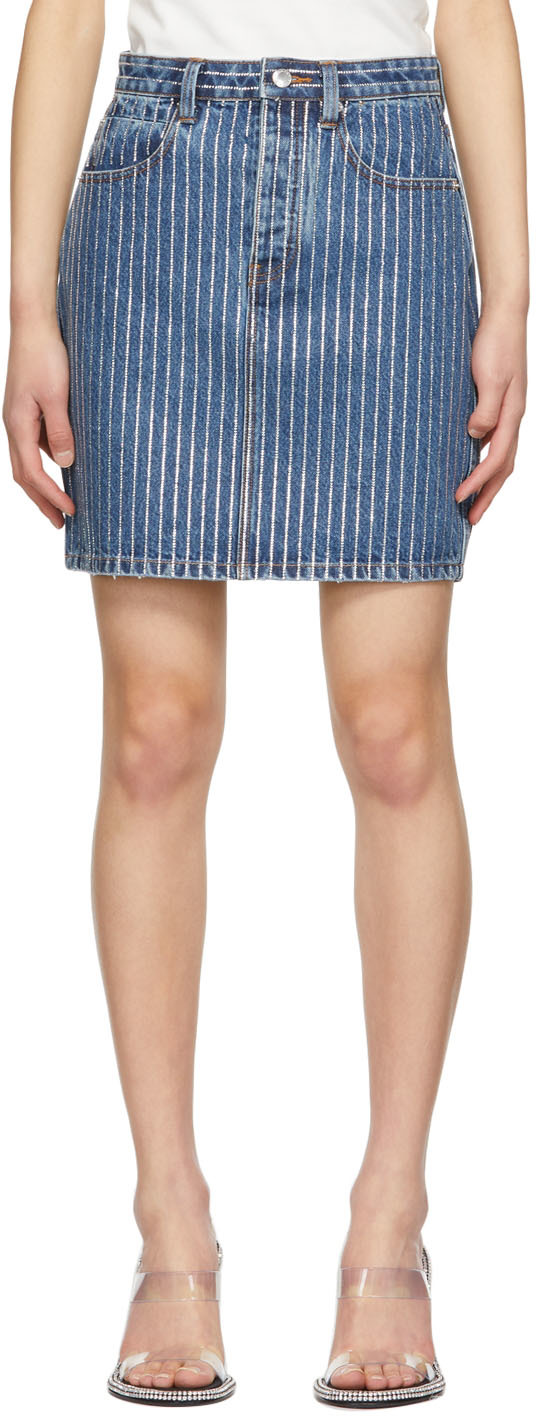 Alexander Wang Indigo Crystal Stripe Skirt