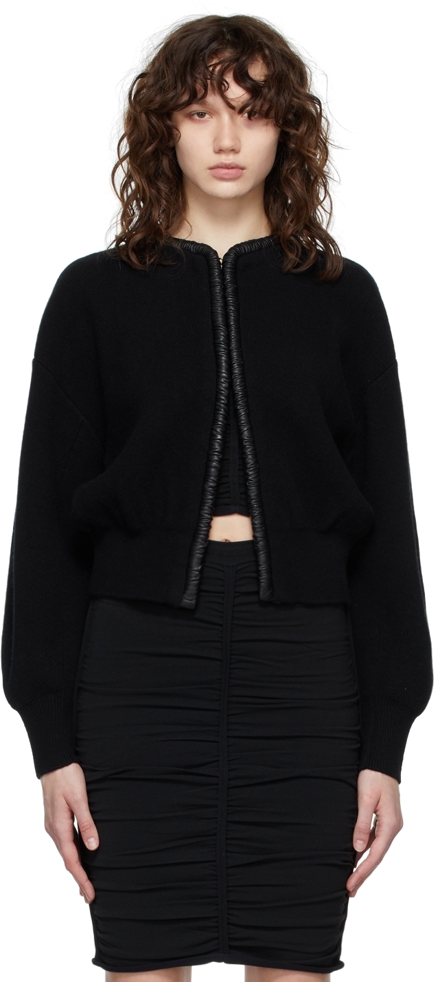 Alexander Wang Black Ruched Leather Cardigan