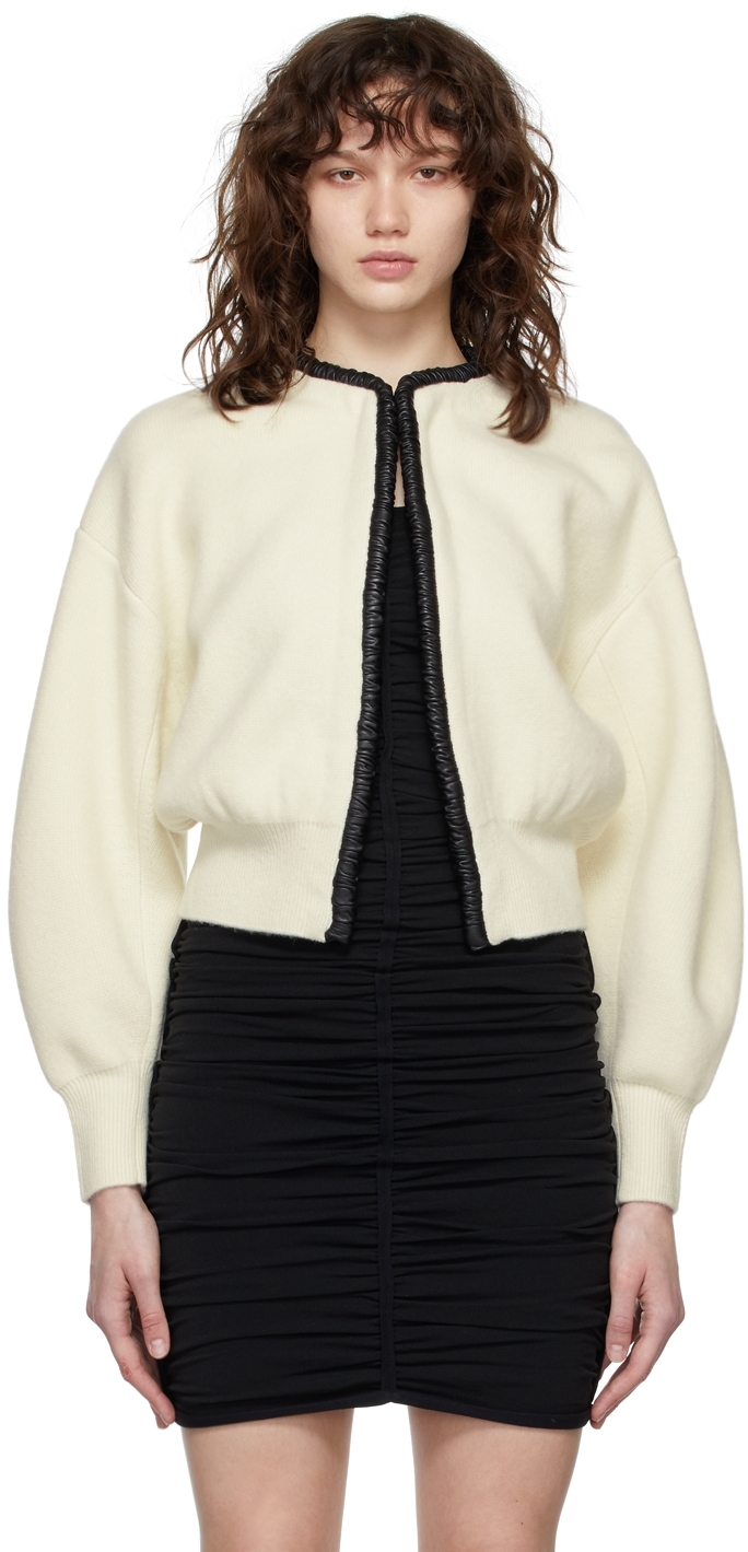 Alexander Wang Off-White Ruched Leather Cardigan