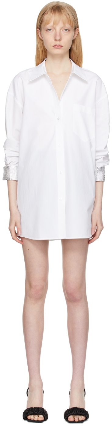 Alexander Wang White Oversized Crystal Cuff Shirt