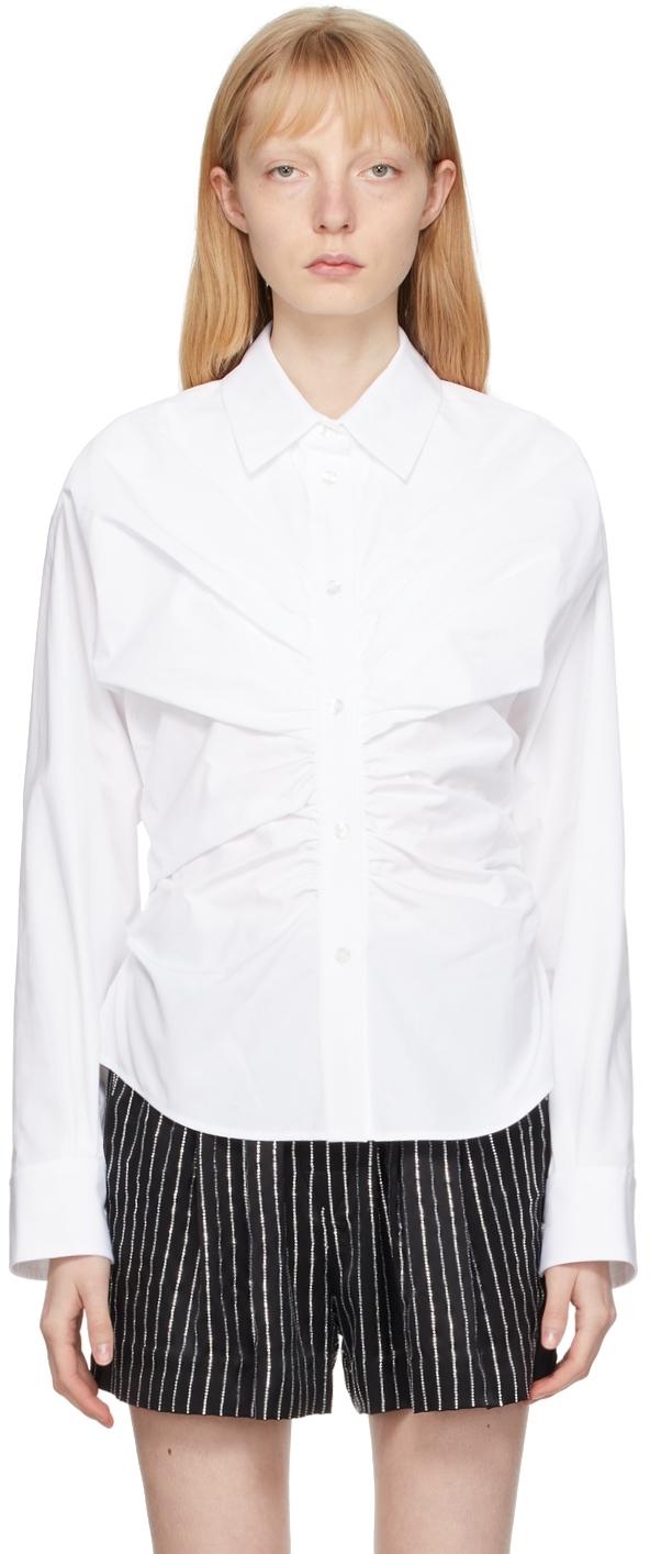 Alexander Wang White Ruched Hourglass Shirt