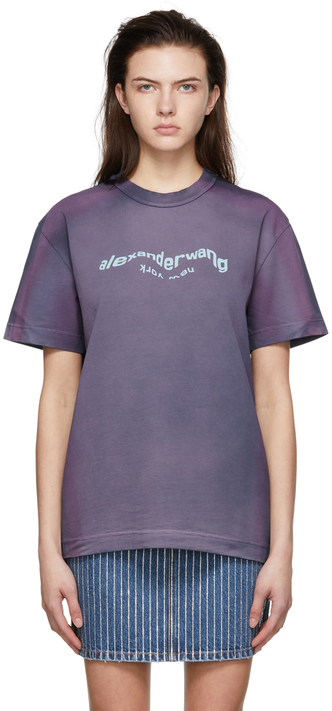 Alexander Wang Purple Cotton T-shirt In 664 Magenta Haze | ModeSens