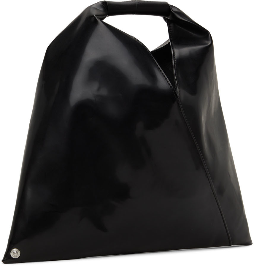 MM6 Maison Margiela Black Faux-Leather Small Triangle Tote | Smart