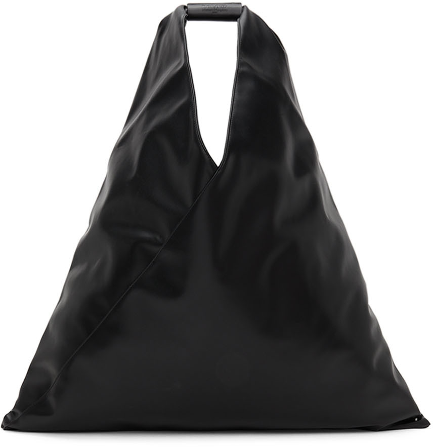 SSENSE Exclusive Black XXL Faux-Leather Triangle Tote