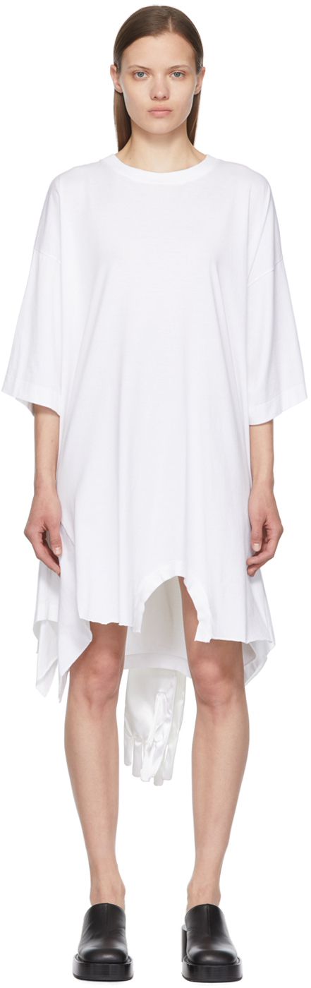 MM6 Maison Margiela White Cotton Mini Dress