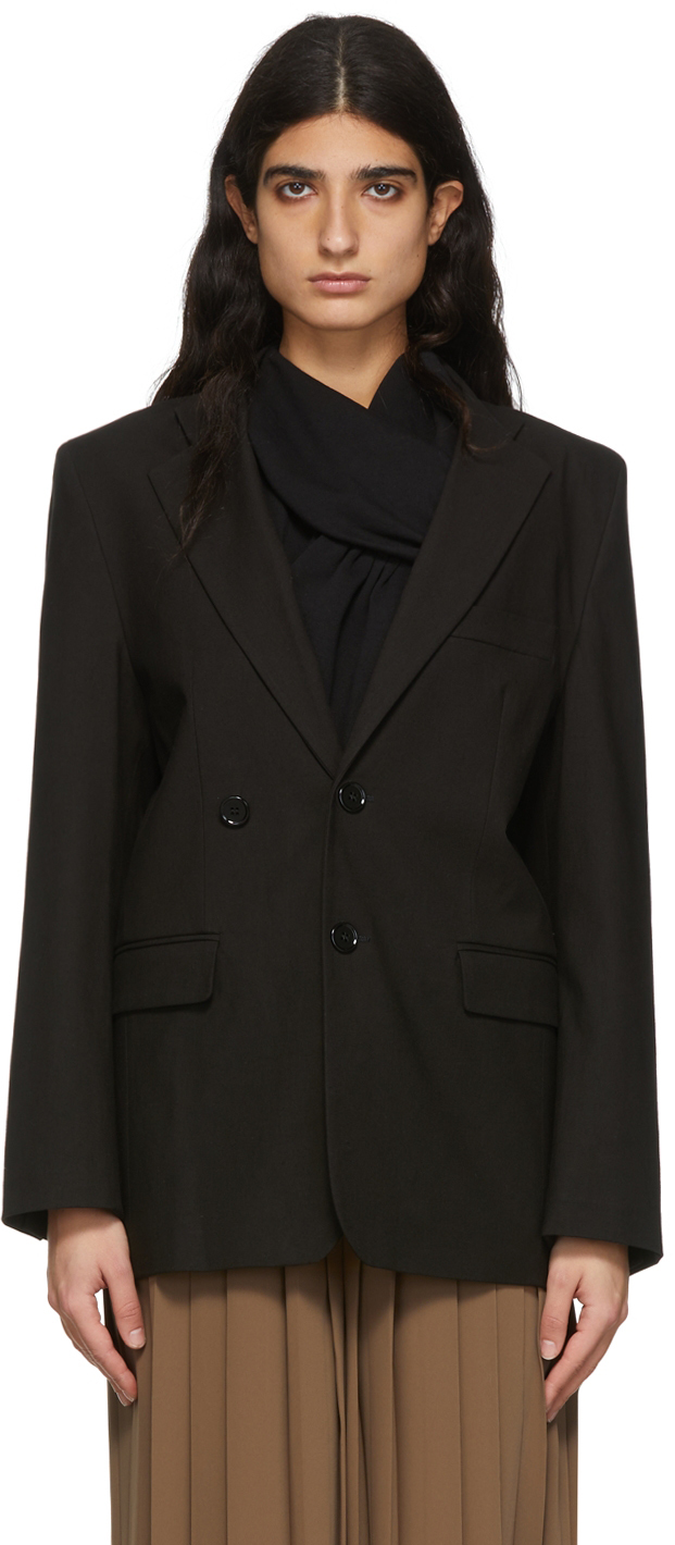 Black Linen Blazer by MM6 Maison Margiela on Sale