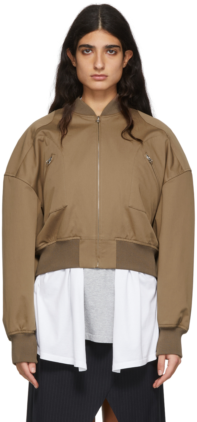 MM6 Maison Margiela Taupe Cotton Bomber Jacket | Smart Closet