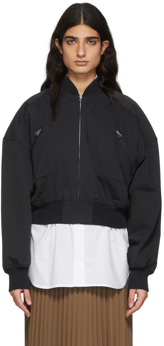 MM6 Maison Margiela Navy Cotton Bomber Jacket