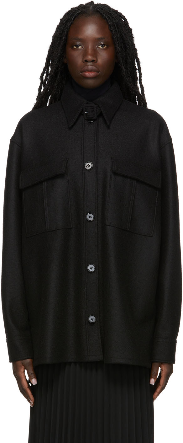 Black Felt Wool Light Coat