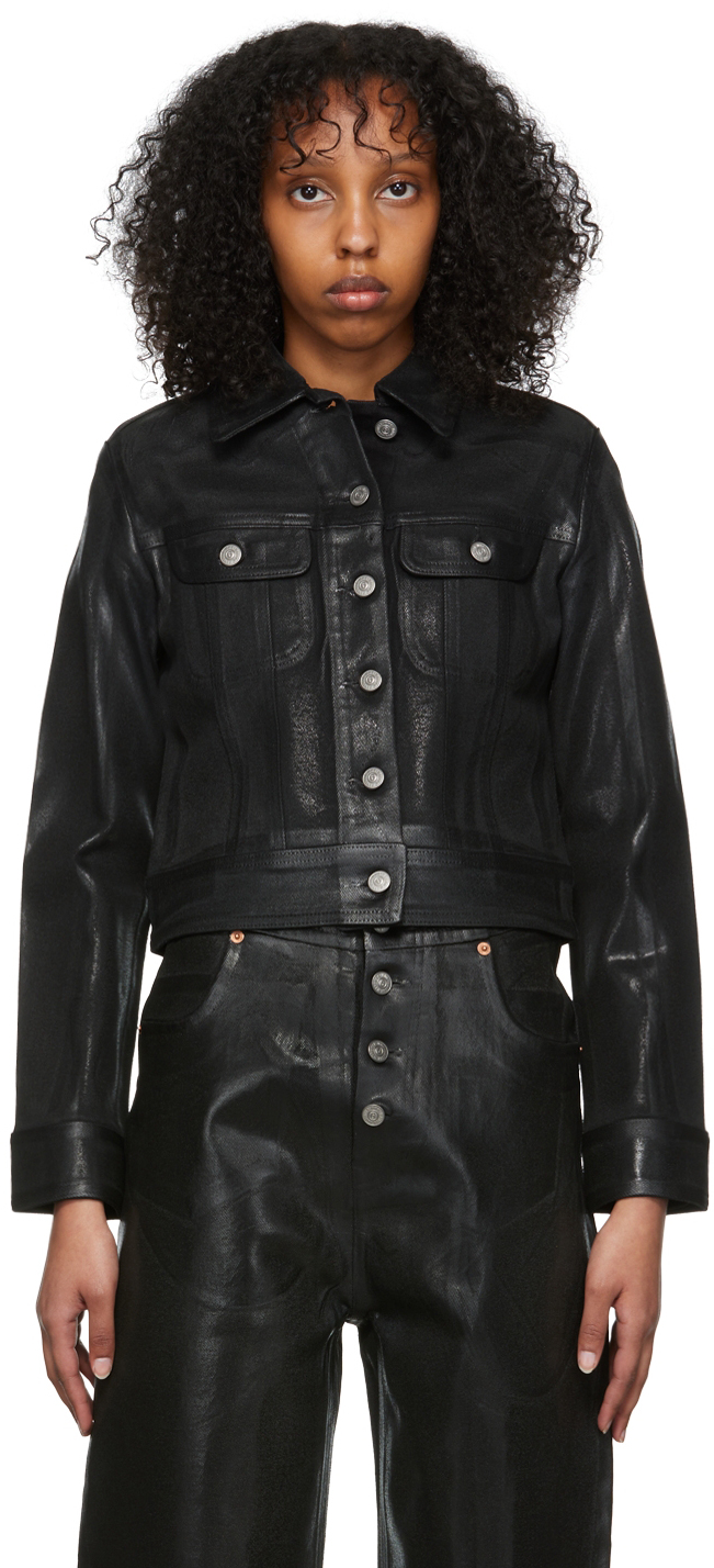 MM6 Maison Margiela: Black Denim Jacket | SSENSE UK