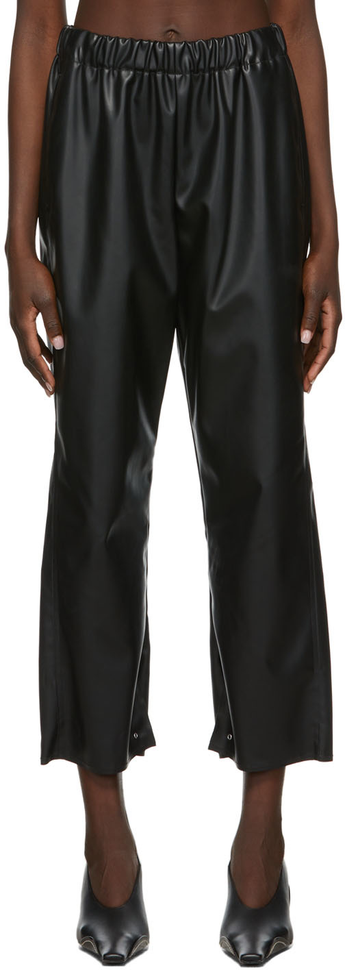 MM6 Maison Margiela Black Faux Leather Trousers