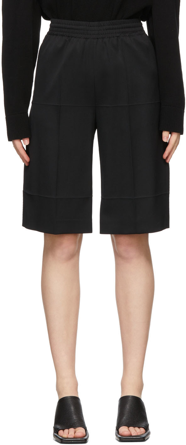 MM6 by Maison Martin Margiela Synthetic Wool Ribbed Shorts in Black Womens Clothing Shorts Mini shorts 